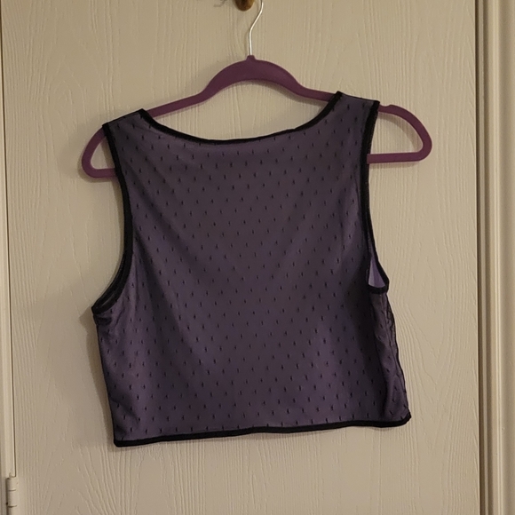 Purple Sheer Lace Goth Grunge Crop Top - Picture 2 of 4